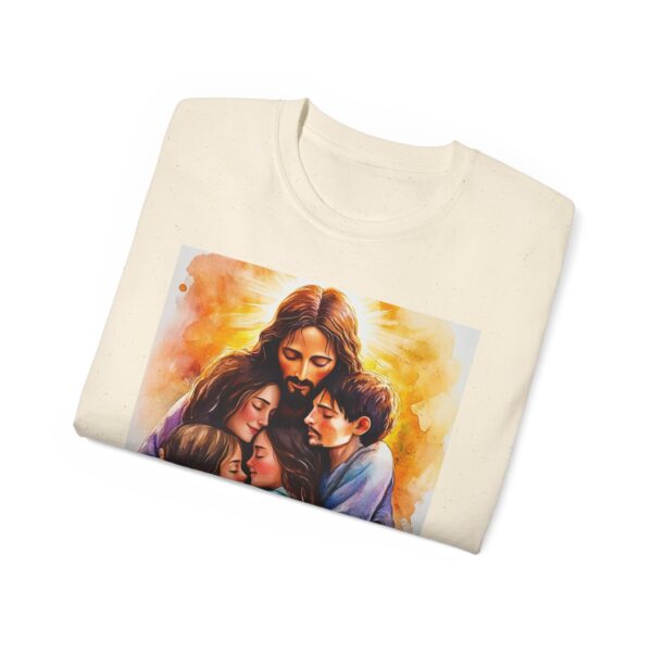 Our "God is Love" series with Jesus hugging a SMALL FAMILY Inspirational Christian Unisex Cotton T-Shirt, Faith Spiritual Apparel, Love Gift - Image 21