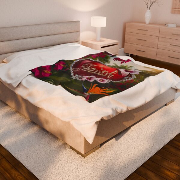 Our Beautiful "FAITH" 'Solid Red Heart' Inspirational Velveteen Plush Throw Blanket A Cozy Gift for Anniversary, Wedding Faith Home Decor Bedding - Image 8