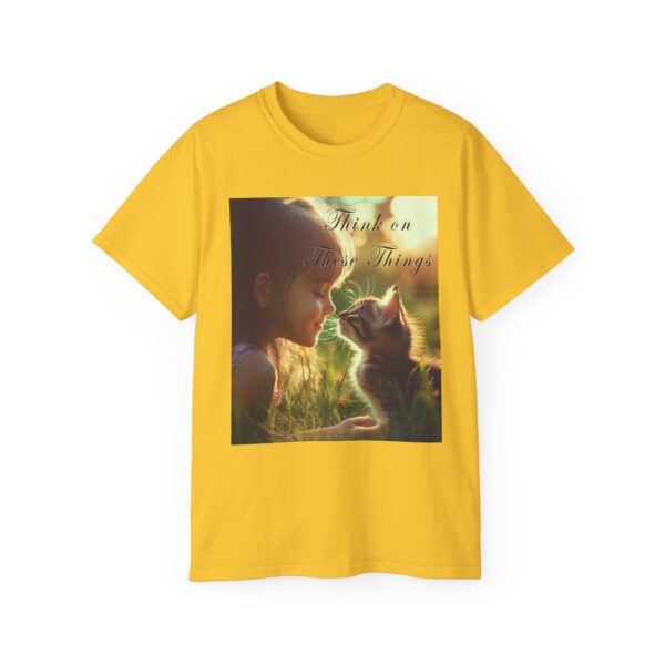 Inspirational 'Kitten Kisses' "Think on these things" Vintage Christian Faith Apparel Unisex Cotton T-Shirt, Pet Lover Cute Thoughtful Quote - Image 21