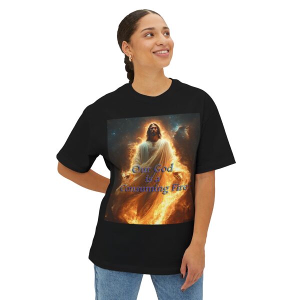Our majestic "Our God is a Consuming Fire"  Inspirational Bible Christian Unisex Tee, Oversized Shirt, Boxy Top, Spiritual Tshirt, Gift - Image 11
