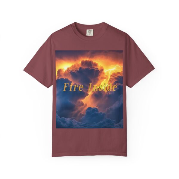 Garment-Dyed Unisex T-Shirt, with our 'Storm Light' "Fire Inside" design! Summer Casual Wear, Relaxed Style Inspirational Tropical Storms - Image 53
