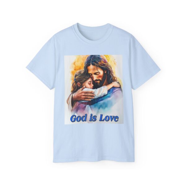 Our "God is Love" series with Jesus hugging a LITTLE GIRL, Inspirational Christian Unisex Cotton T-Shirt, Faith Spiritual Apparel, Love Gift - Image 33