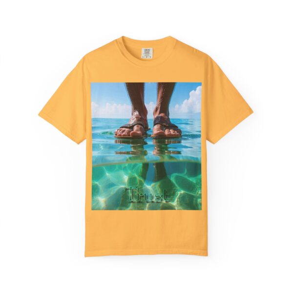 Garment-Dyed Unisex T-Shirt, Walk on Water "Trust" Graphic Design Tee, Summer Casual Wear, Beach Day Outfit, Ocean Lover Gift, Relaxed Style - Image 9