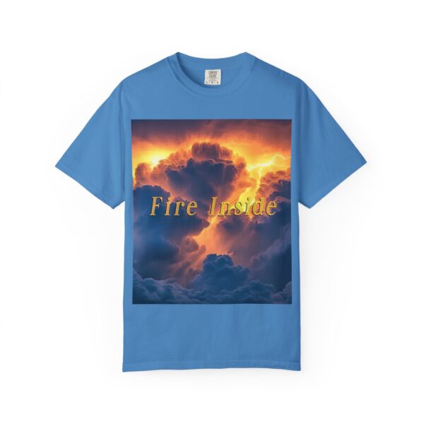 Garment-Dyed Unisex T-Shirt, with our 'Storm Light' "Fire Inside" design! Summer Casual Wear, Relaxed Style Inspirational Tropical Storms - Image 33