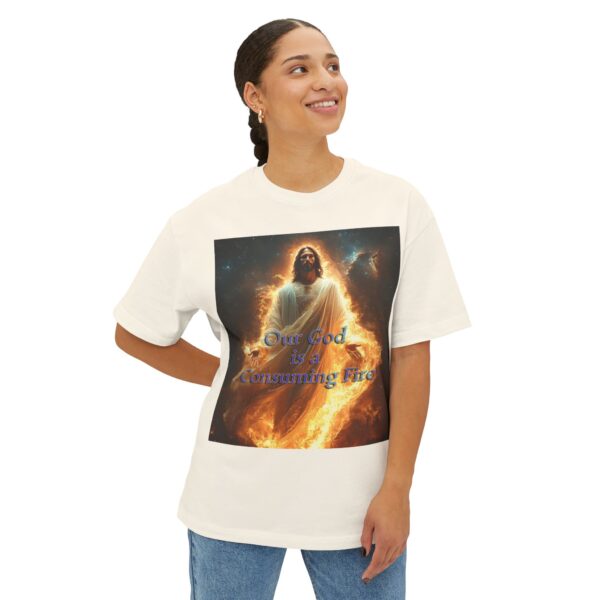 Our majestic "Our God is a Consuming Fire"  Inspirational Bible Christian Unisex Tee, Oversized Shirt, Boxy Top, Spiritual Tshirt, Gift - Image 15