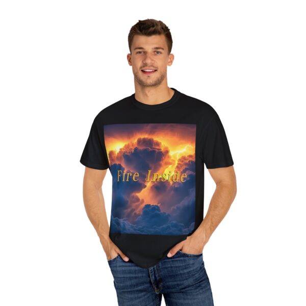 Garment-Dyed Unisex T-Shirt, with our 'Storm Light' "Fire Inside" design! Summer Casual Wear, Relaxed Style Inspirational Tropical Storms - Image 40
