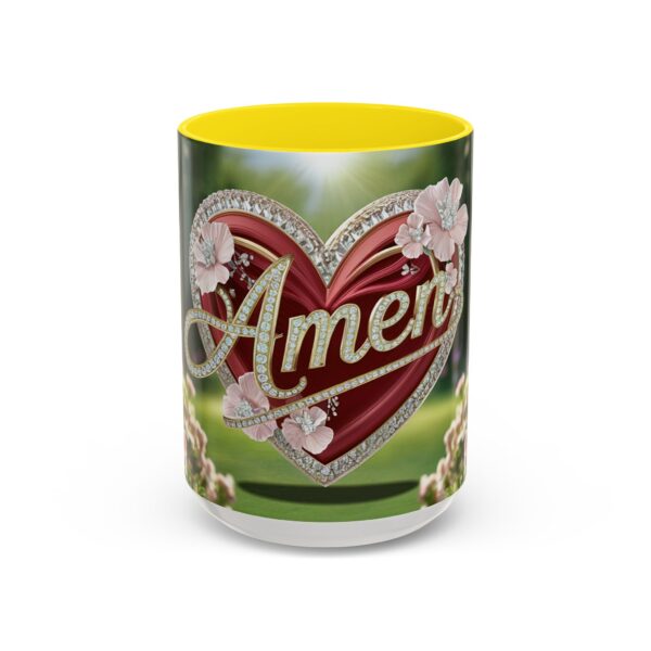 Our "Amen" Inspirational 'Elaborate Red Flowers Heart' design Accent Coffee Mug, Perfect for Wedding Gifts, Love & Faith Decor, Philippians 4:8 - Image 61