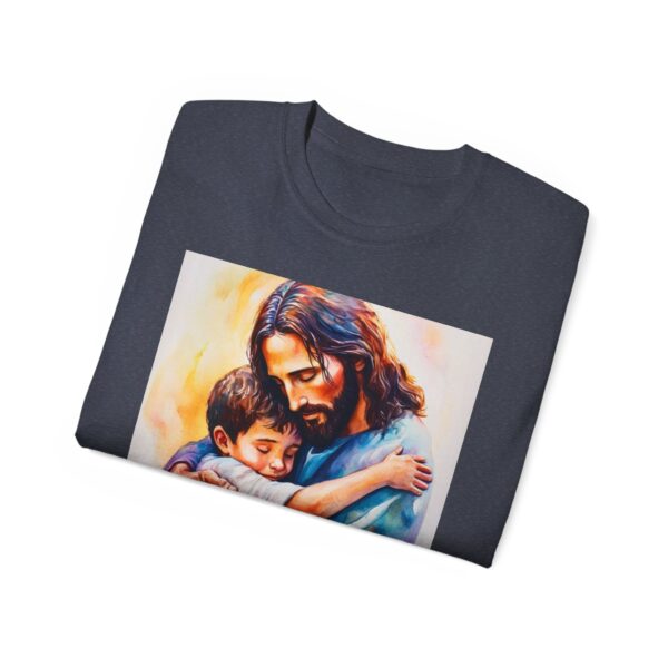 Our "God is Love" series with Jesus hugging a LITTLE BOY Inspirational Christian Unisex Cotton T-Shirt, Faith Spiritual Apparel, Love Gift - Image 44