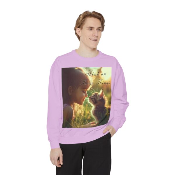 Sweatshirt Unisex Inspirational 'Kitten Kisses' "Think on these things". Christian Apparel, Faith-Based Comfort, Jumper, Gift for Believers - Image 56