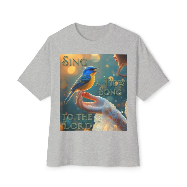 Inspirational Unisex Tee, Oversized T-Shirt for Men and Women, with our 'Song Bird' "Sing a New Song" design! Faith Apparel, Biblical - Image 29