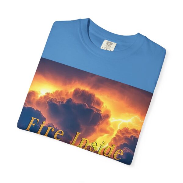 Garment-Dyed Unisex T-Shirt, with our 'Storm Light' "Fire Inside" design! Summer Casual Wear, Relaxed Style Inspirational Tropical Storms - Image 35
