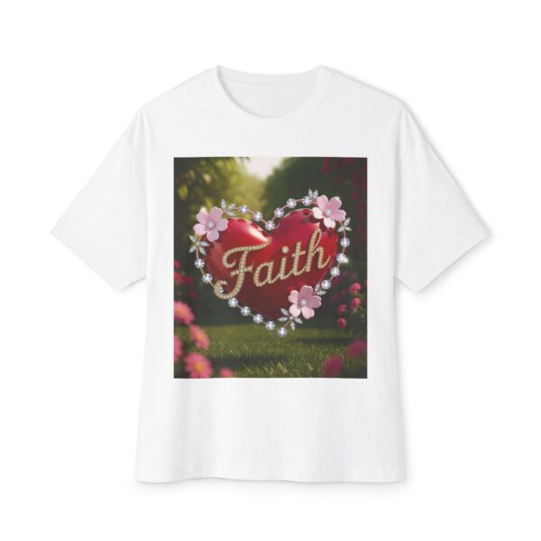 Our "FAITH" Inspirational Bible 'Flower-Garden' Christian Unisex Tee, Oversized Shirt, Boxy Top, Spiritual Tshirt, Gift for Christians - Image 3