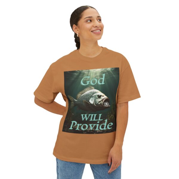 Biblical "God WILL Provide" Unisex Tee, Fish with Coin, Israel, Sea of Galilee, Inspirational, Christian Tshirt, Oversized Shirt, Boxy Top - Image 19