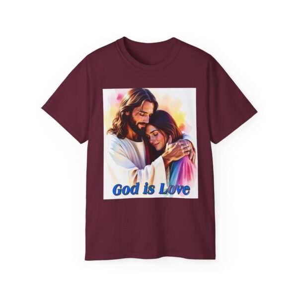 Our "God is Love" series with Jesus hugging a YOUNG LADY, Inspirational Christian Unisex Cotton T-Shirt, Faith Spiritual Apparel, Love Gift - Image 14
