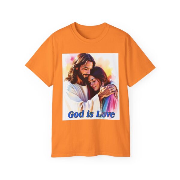 Our "God is Love" series with Jesus hugging a YOUNG LADY, Inspirational Christian Unisex Cotton T-Shirt, Faith Spiritual Apparel, Love Gift - Image 10