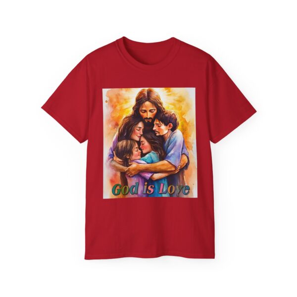 Our "God is Love" series with Jesus hugging a SMALL FAMILY Inspirational Christian Unisex Cotton T-Shirt, Faith Spiritual Apparel, Love Gift - Image 58