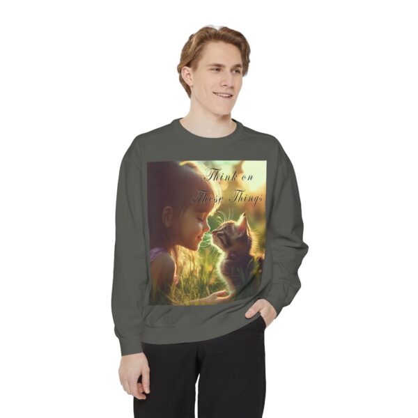Sweatshirt Unisex Inspirational 'Kitten Kisses' "Think on these things". Christian Apparel, Faith-Based Comfort, Jumper, Gift for Believers - Image 16