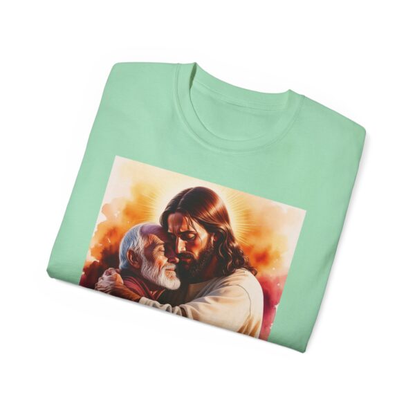 Our "God is Love" series with Jesus hugging PAPA! Inspirational Christian Unisex Cotton T-Shirt, Faith Spiritual Apparel, Love Gift - Image 29