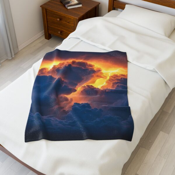 Throw Blanket with our beautiful 'Storm Light' design! Beauty of Creation Tropical Storm Velveteen Plush Blanket, Cozy Bedding - Image 7