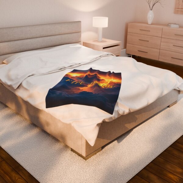 Throw Blanket with our beautiful 'Storm Light' "Fire Inside" design! Beauty of Creation Tropical Storm Velveteen Plush Blanket, Cozy Bedding - Image 5