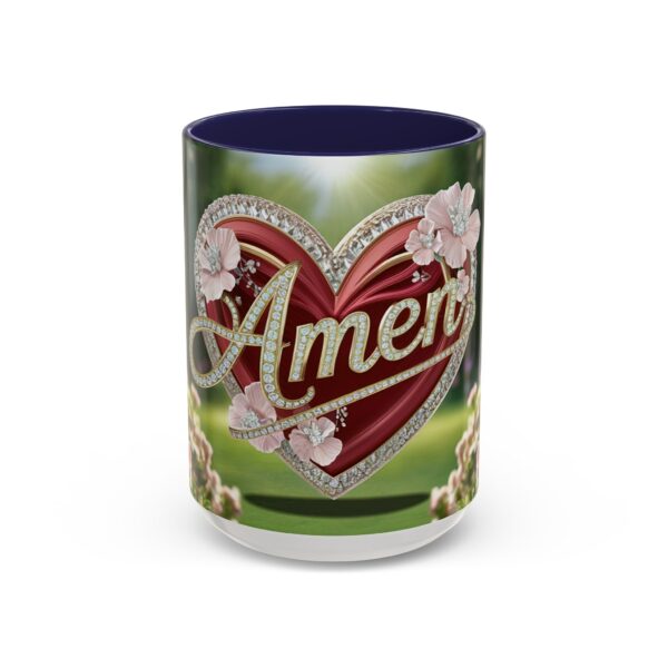 Our "Amen" Inspirational 'Elaborate Red Flowers Heart' design Accent Coffee Mug, Perfect for Wedding Gifts, Love & Faith Decor, Philippians 4:8 - Image 21