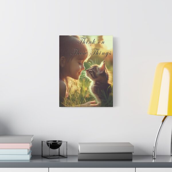 Inspirational matte Canvas Wall Art, with our 'Kitten Kisses' "Think on these things" design Christian Home Decor, Uplifting Faith-Based Art - Image 3