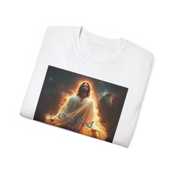 Our majestic "Our God is a Consuming Fire" Inspirational Christian Unisex Cotton T-Shirt, Faith Spiritual Apparel, Gift for Christians - Image 4