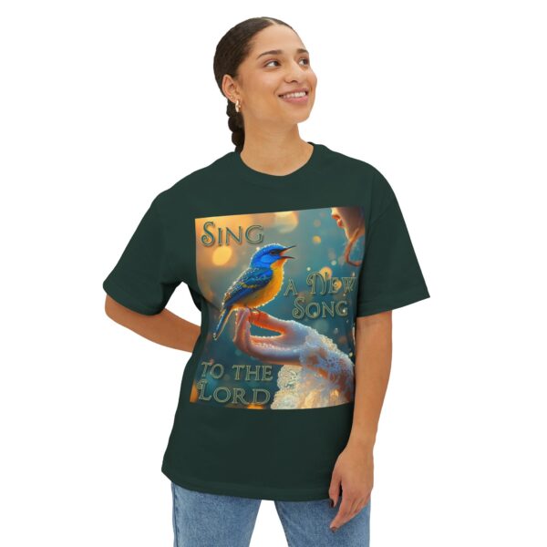 Inspirational Unisex Tee, Oversized T-Shirt for Men and Women, with our 'Song Bird' "Sing a New Song" design! Faith Apparel, Biblical - Image 27