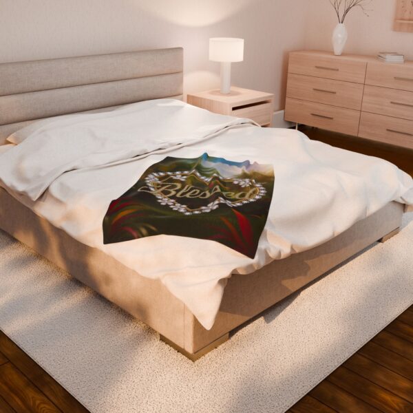 Our Beautiful "BLESSED" Inspirational 'Diamond Ring heart' Design' Velveteen Plush Throw Blanket, A Cozy Gift for Anniversary, Home Faith Decor Bedding - Image 12