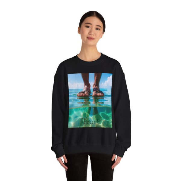 Crewneck Sweatshirt with our "Trust" 'Walk on water' Inspirational Design. Vintage Christian Apparel, Gospel Sweatshirt, Faith Fashion Sweatshirt, Unisex Heavy - Image 9