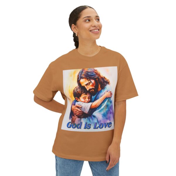 Our "God is Love" series with Jesus hugging a small boy! Christian Unisex Tee, Oversized T-Shirt, Inspirational Shirt, Faith Apparel - Image 19