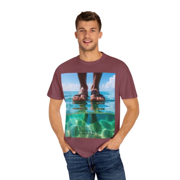 Garment-Dyed Unisex T-Shirt, Walk on Water "Trust" Graphic Design Tee, Summer Casual Wear, Beach Day Outfit, Ocean Lover Gift, Relaxed Style - Image 56