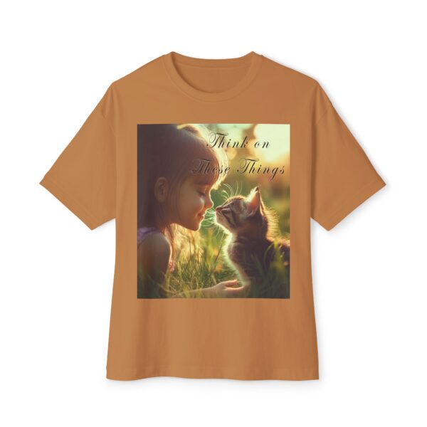 Inspirational Unisex Tee, Oversized T-Shirt for Men and Women, with 'Kitten Kisses' "Think on these things" design Faith Apparel, Biblical - Image 17