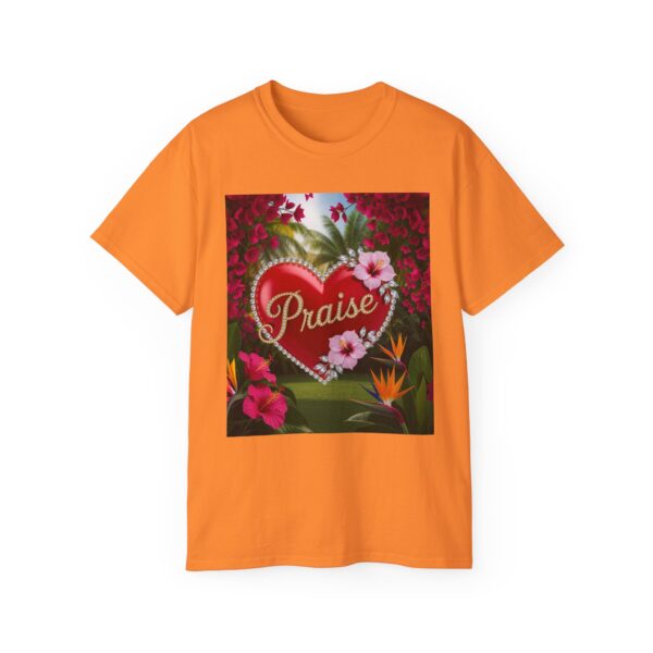 Our "Praise" Inspirational 'Solid Red Heart Design Vintage Christian Faith Apparel Unisex Cotton T-Shirt Thoughtful Quote Philippians 4:8 - Image 15