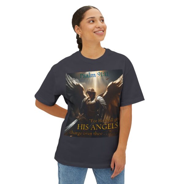 Angelic Guardian Biblical Unisex Tee, Inspirational, Christian Tshirt, Oversized Shirt, Boxy Top - Image 3