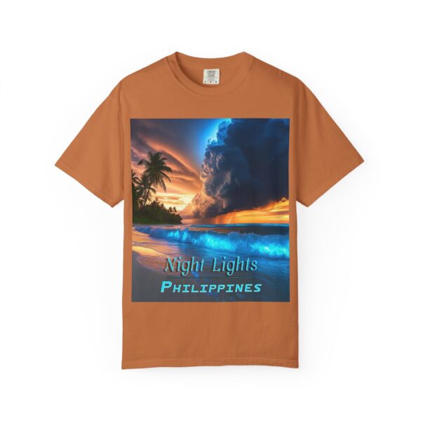 Garment-Dyed Unisex T-Shirt, with our "Night Lights - Philippines" design! Summer Casual Wear, Relaxed Style Inspirational Tropical Beach - Image 19