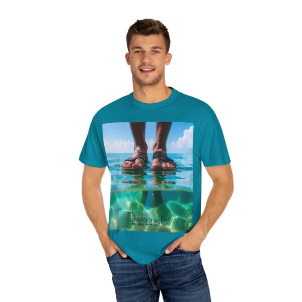Garment-Dyed Unisex T-Shirt, Walk on Water "Trust" Graphic Design Tee, Summer Casual Wear, Beach Day Outfit, Ocean Lover Gift, Relaxed Style - Image 28