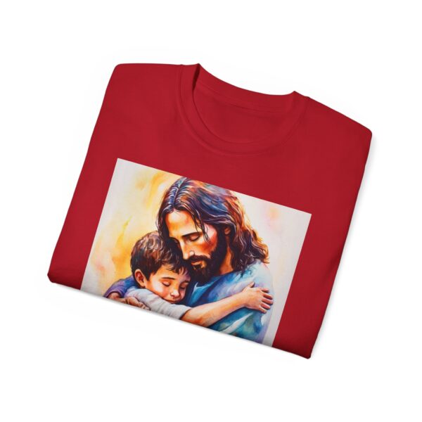 Our "God is Love" series with Jesus hugging a LITTLE BOY Inspirational Christian Unisex Cotton T-Shirt, Faith Spiritual Apparel, Love Gift - Image 60