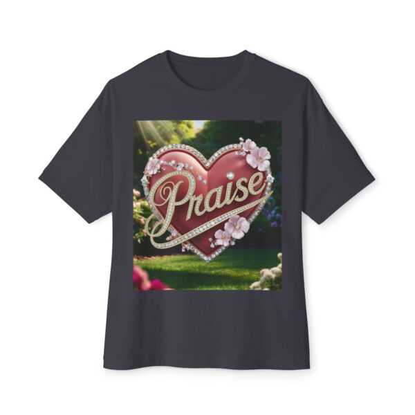 Our "PRAISE" Biblical 'Garden' solid heart design Unisex Tee, Inspirational, Christian Tshirt, Oversized Shirt, Boxy Top! - Image 21