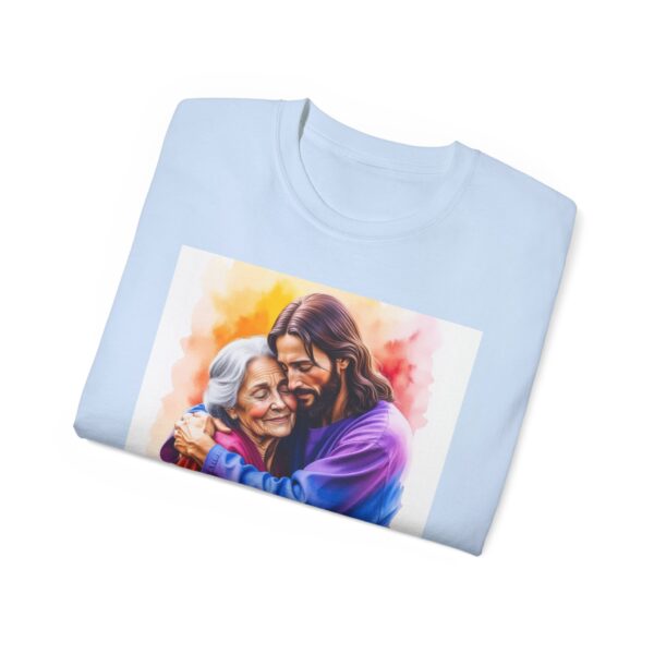 Our "God is Love" series with Jesus hugging Grandmother, Inspirational Christian Unisex Cotton T-Shirt, Faith Spiritual Apparel, Love Gift - Image 37
