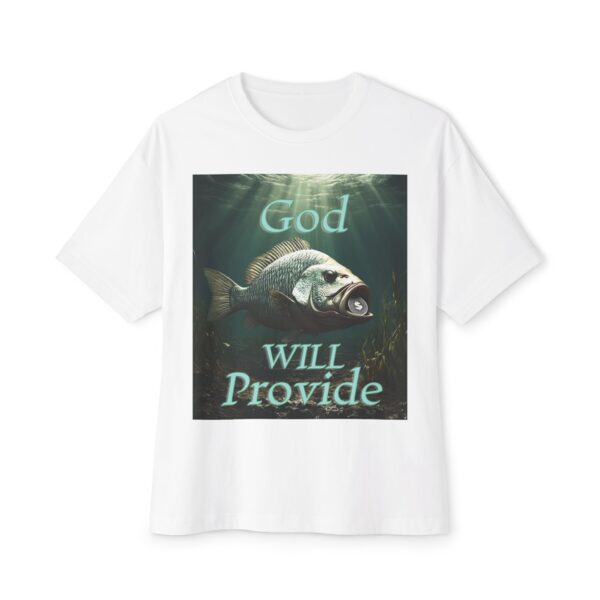 Biblical "God WILL Provide" Unisex Tee, Fish with Coin, Israel, Sea of Galilee, Inspirational, Christian Tshirt, Oversized Shirt, Boxy Top - Image 5