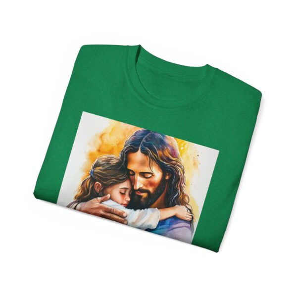 Our "God is Love" series with Jesus hugging a LITTLE GIRL, Inspirational Christian Unisex Cotton T-Shirt, Faith Spiritual Apparel, Love Gift - Image 32