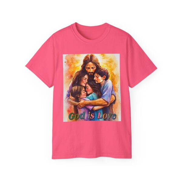 Our "God is Love" series with Jesus hugging a SMALL FAMILY Inspirational Christian Unisex Cotton T-Shirt, Faith Spiritual Apparel, Love Gift - Image 54