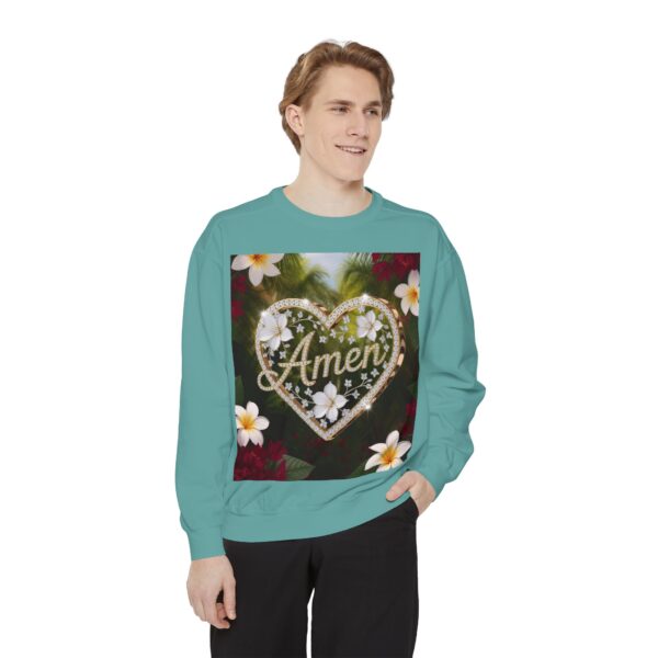 Our Unisex Inspirational Sweatshirt with our "Amen" 'Diamond Ring Heart' design! Philippians 4:8 Comfort, Jumper, Gift Faith Gospel Apparel - Image 23