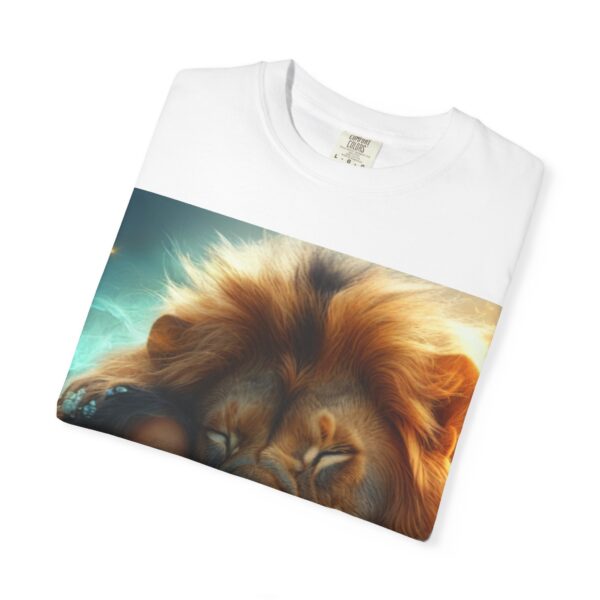 Garment-Dyed Unisex T-Shirt, "Lucy and Lion" Graphic Design Tee, Summer Casual Wear, Relaxed Style - Image 3