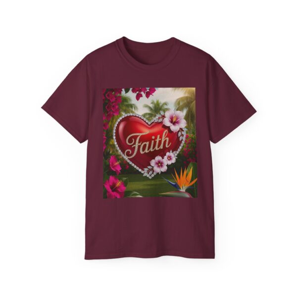 Our "Faith" Inspirational 'Solid Red Heart' Design Vintage Christian Faith Apparel Unisex Cotton T-Shirt, Thoughtful Quote, Philippians 4:8 - Image 14