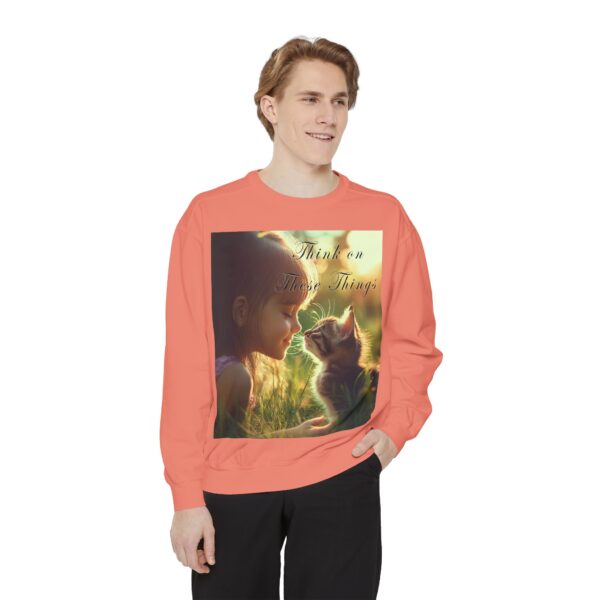Sweatshirt Unisex Inspirational 'Kitten Kisses' "Think on these things". Christian Apparel, Faith-Based Comfort, Jumper, Gift for Believers - Image 12