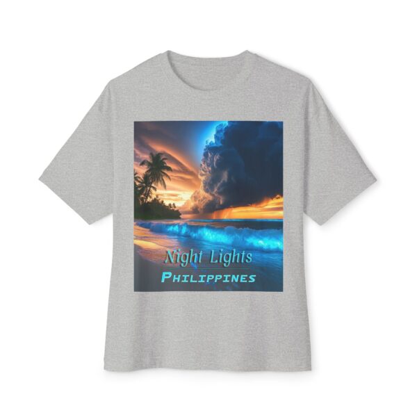 Inspirational Unisex Tee, Oversized T-Shirt for Men and Women, with our "Night Lights-Philippines" design! Beauty of Creation Tropical Beach - Image 29