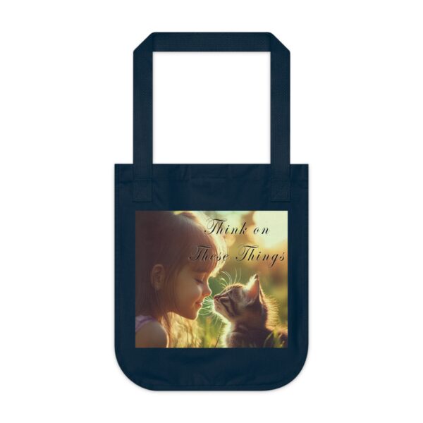 100% Organic 2-Sided Canvas Tote Bag 'Kitten Kisses' "Think on These Things' Eco-Friendly Cat Lover Gift Inspirational Reusable Shopping Bag - Image 10
