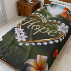 Our Beautiful "HOPE" Inspirational 'Diamond Ring Design' Velveteen Plush Throw Blanket - A Cozy Gift for Anniversary, Home Faith Decor Bedding